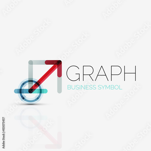 Abstract logo idea, linear chart or graph business icon. Creative vector logotype design template
