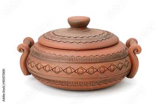 Bild auf Leinwand clay pot isolated on white background