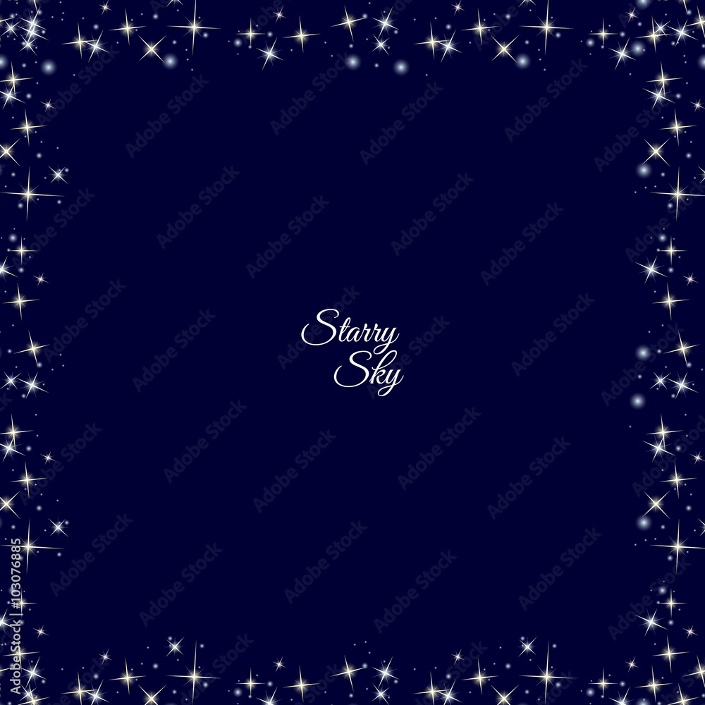 Starry frame on dark blue background Starry frame on dark blue background