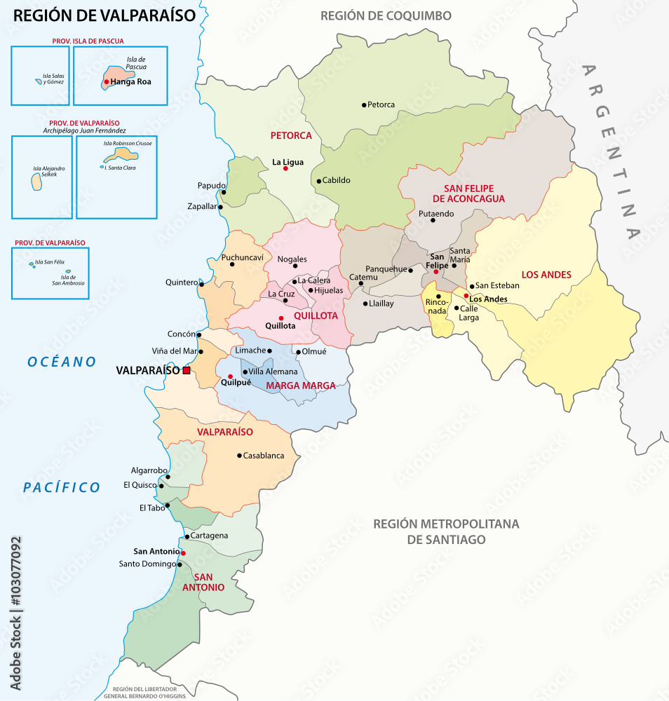 Valparaíso (Chile) Administrative Region Map