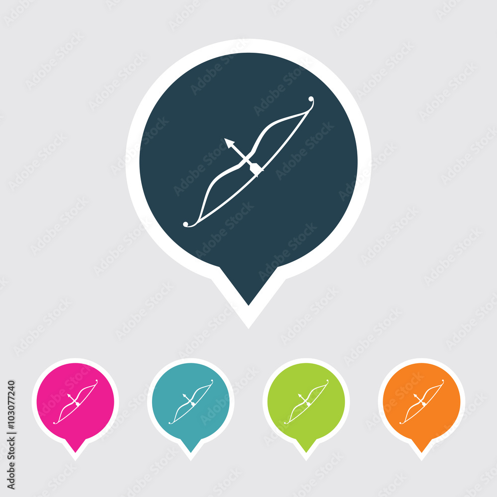 Fototapeta premium Very Useful Editable Cupid Bow & Arrow Icon on Different Colored Pointer Shape. Eps-10.