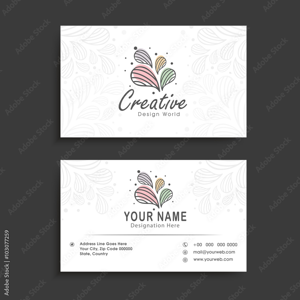 Horizontal business card or visiting card set.