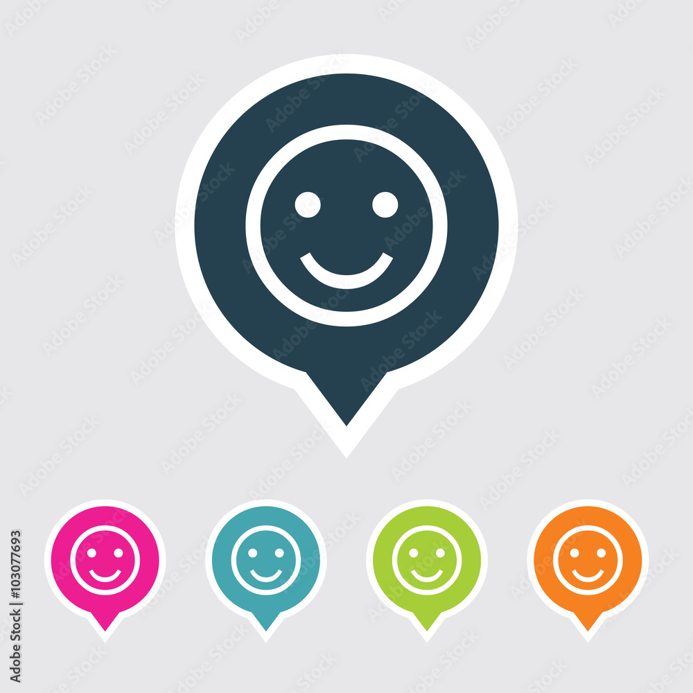 Very Useful Editable Smiley Icon on Different Colored Pointer Shape. Eps-10. Very Useful Editable Smiley Icon on Different Colored Pointer Shape. Eps-10.