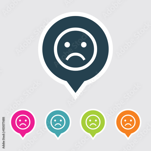 Very Useful Editable Sad Emotions Icon on Different Colored Pointer Shape. Eps-10.