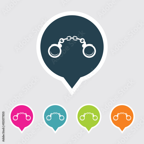 Very Useful Editable Handcuffs Icon on Different Colored Pointer Shape. Eps-10.
