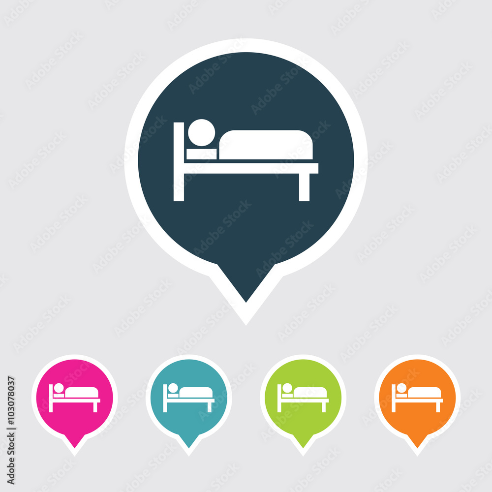 Very Useful Editable Bed Icon on Different Colored Pointer Shape. Eps-10. Very Useful Editable Bed Icon on Different Colored Pointer Shape. Eps-10.