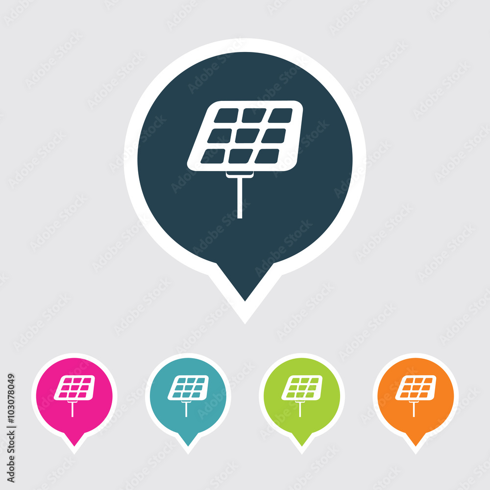 Very Useful Editable Solar Panel Icon on Different Colored Pointer Shape. Eps-10. Very Useful Editable Solar Panel Icon on Different Colored Pointer Shape. Eps-10.