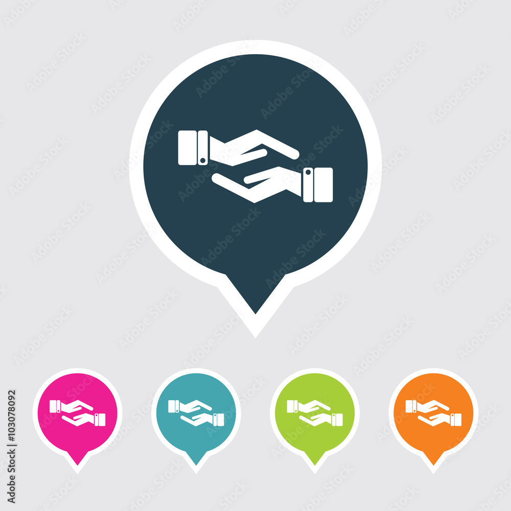 Very Useful Editable Helping Hand Icon on Different Colored Pointer Shape. Eps-10. Very Useful Editable Helping Hand Icon on Different Colored Pointer Shape. Eps-10.