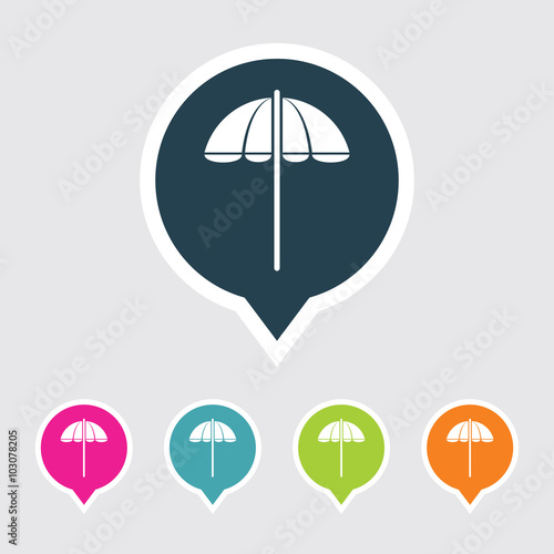 Very Useful Editable Parasol Icon on Different Colored Pointer Shape. Eps-10.