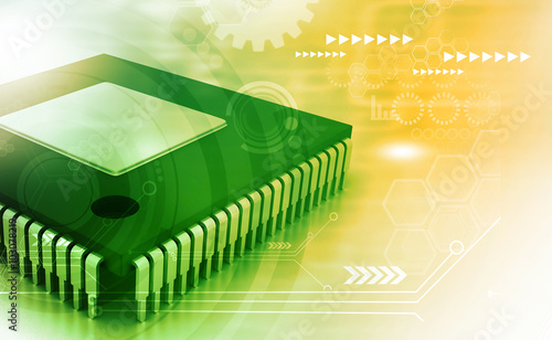 Integrated Circuit on binary background, IC chip. photo