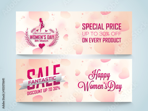 Sale web header or banner for Women s Day.
