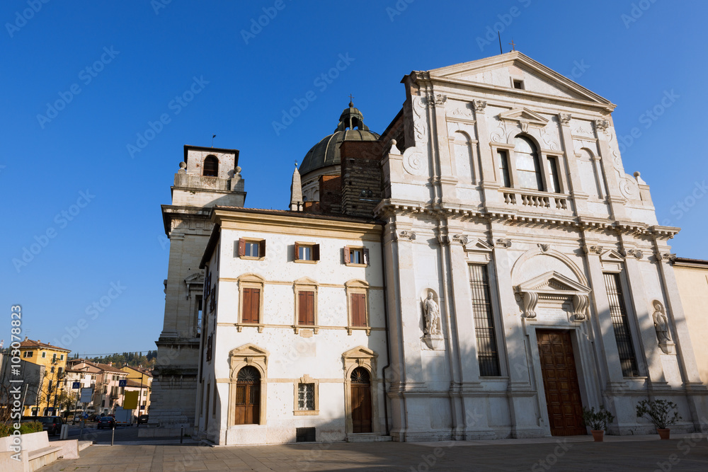 Obraz premium Church of San Giorgio in Braida - Verona Italy / The church of San Giorgio in Braida (XVI century) and bell tower (XII century). Verona, Veneto Italy, UNESCO world heritage site