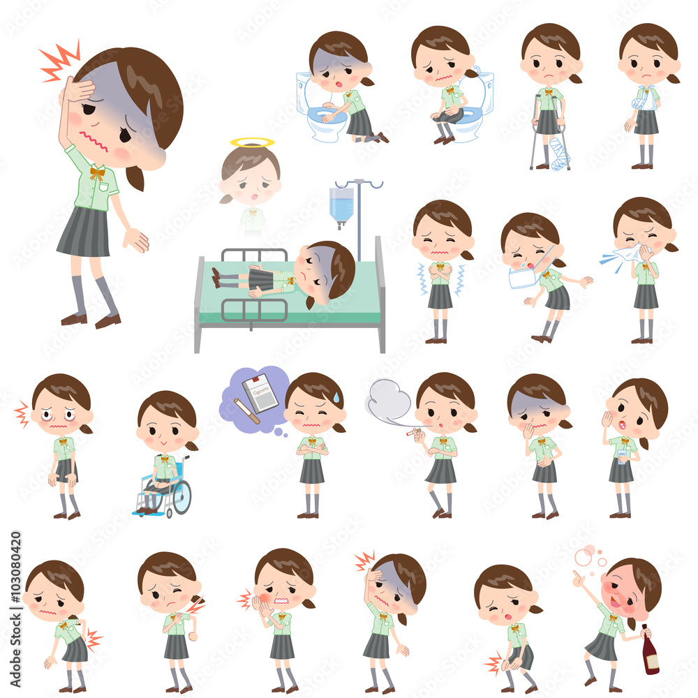 schoolgirl Green shortsleeved shirt About the sickness schoolgirl Green shortsleeved shirt About the sickness