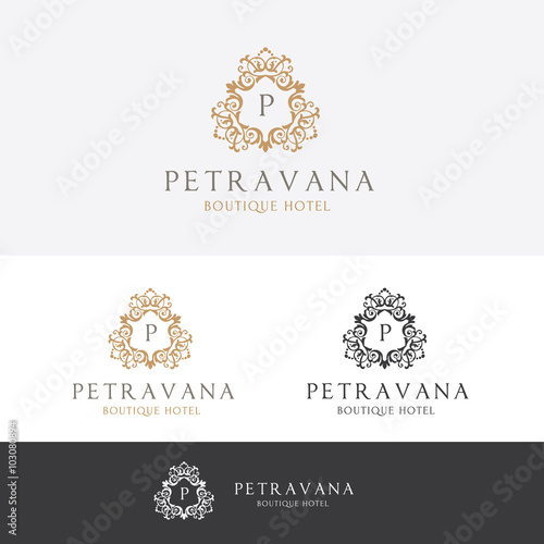 Luxury logo,boutique identity,real estate,property,royalty logo,hotel logo,crest logo,Victorian style logo,Vector Logo Template.