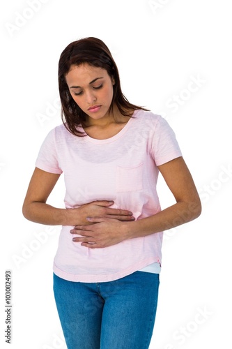 Quadro su tela Girl having a stomach pain