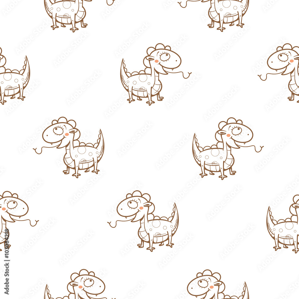 Fairy seamless pattern with cute cartoon dragons on white background. Vector image. Fairy seamless pattern with cute cartoon dragons on white background. Vector image.