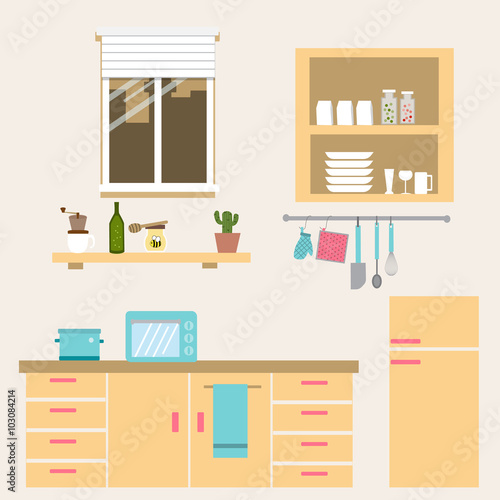 The kitchen room vector.illustrator EPS10.