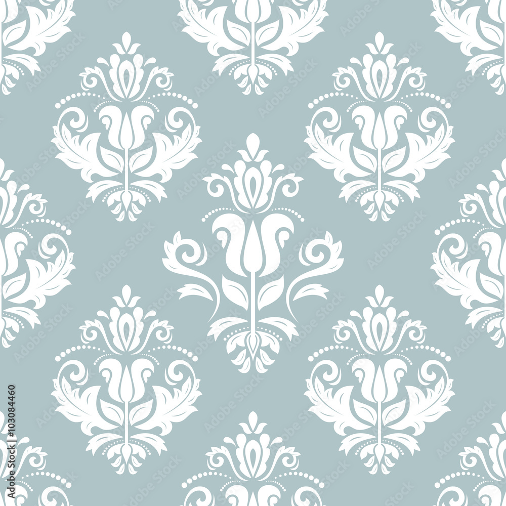 Oriental vector classic blue and white ornament. Seamless abstract background
