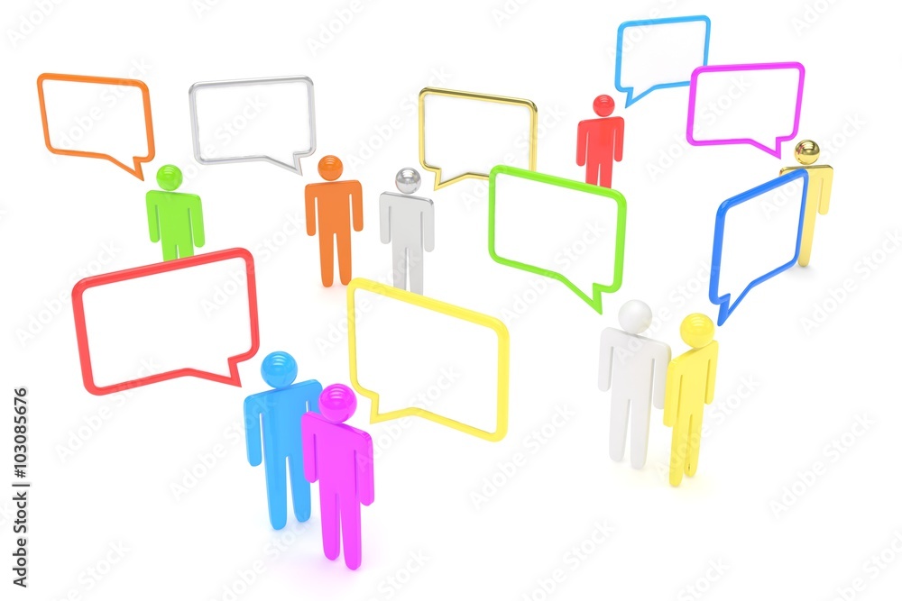 people with talk bubbles isolated over a white background people with talk bubbles isolated over a white background