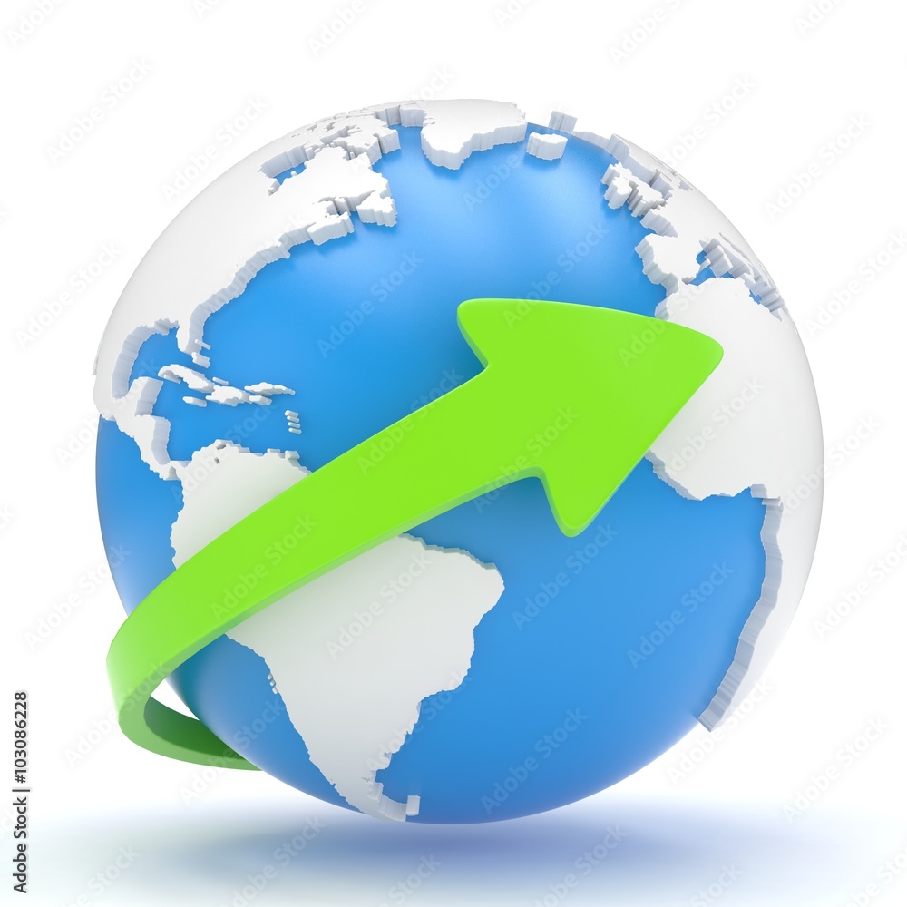 Fototapeta premium Arrow and Earth globe. 3d render