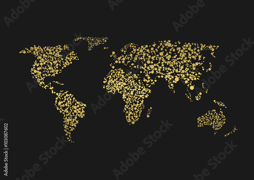 Golden world map