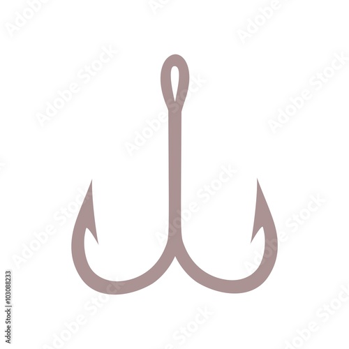 Fishing Hook, Barbed fish hook vector icon