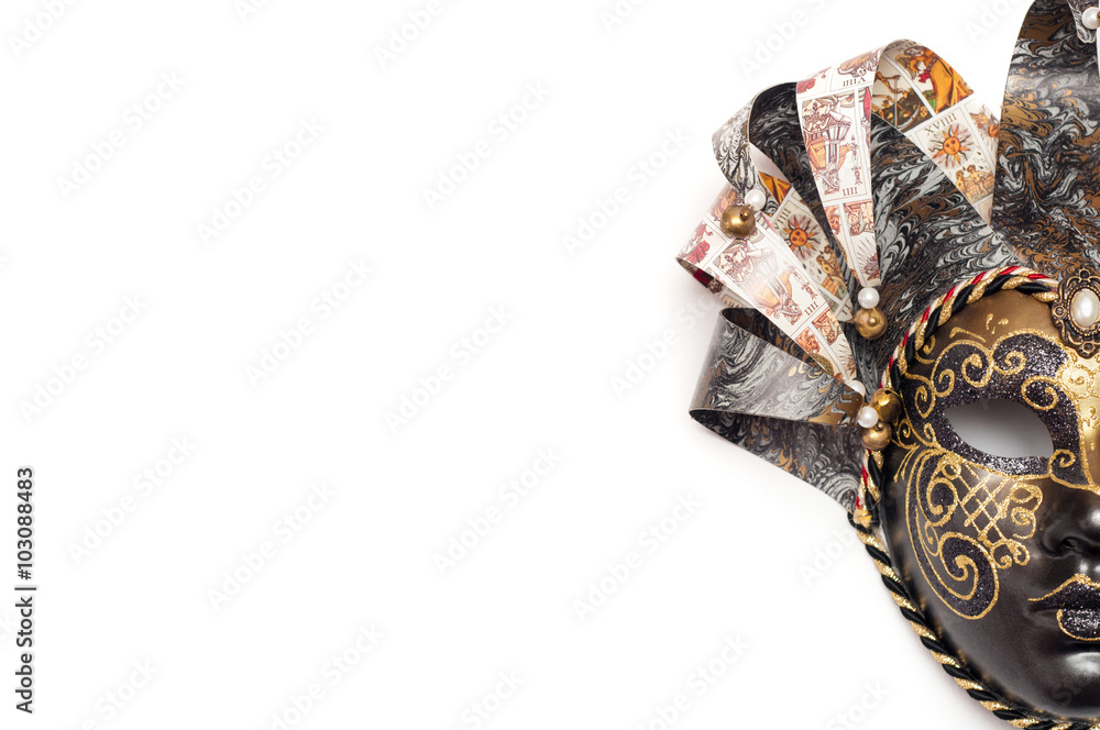 Venetian carnival mask theater isolated on white background