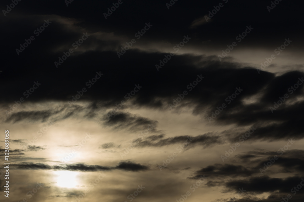 black cloud in darkness sky, night sky of halloween background