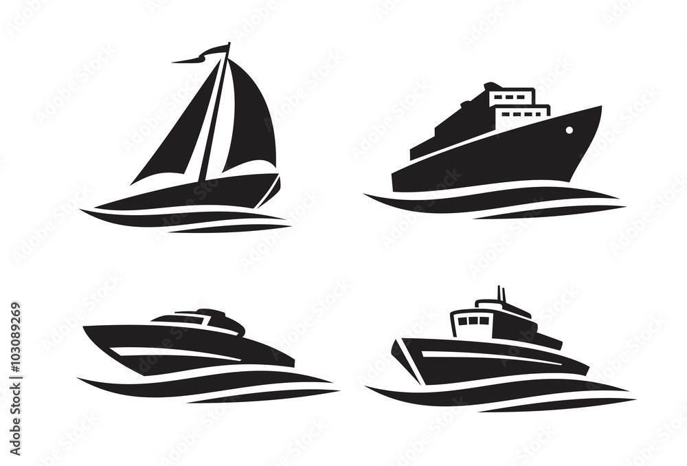 Fototapeta premium black ships icons