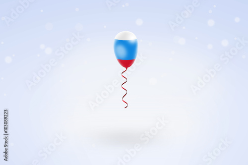 Flag of Russia on air balloon. Ribbon twisted under the balloon. Independence Day.  