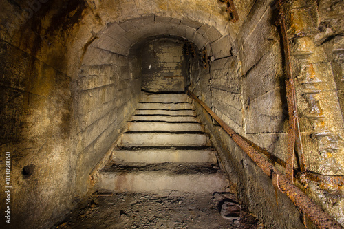 underground abandoned iron mine ore tunnel with stairs