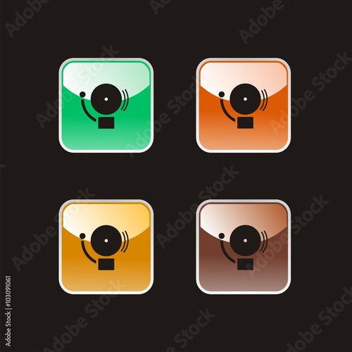 Icono de alarma. Señal sonora de emergencia. Ilustración vectorial