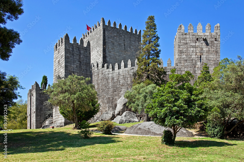 Guimaraes Castle, the most famous castle in Portugal, as it was the birth place of the first Portuguese King and the Portuguese nation. Unesco World Heritage Site.