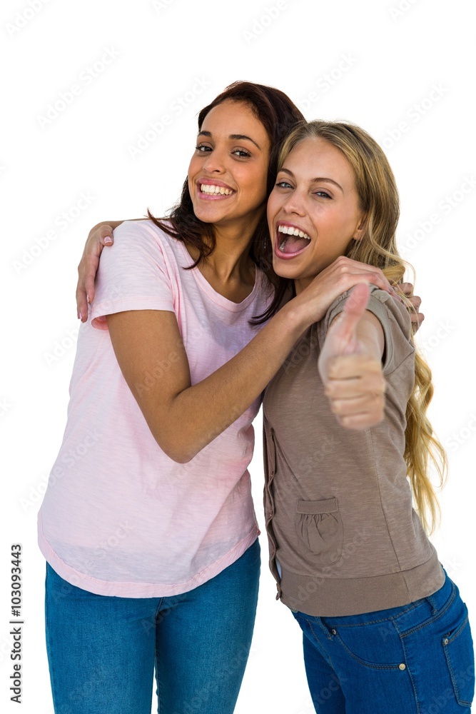 Two girls thumbs up Two girls thumbs up