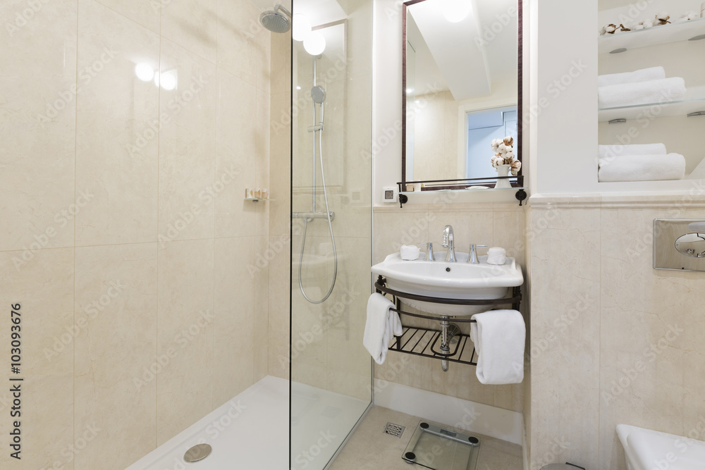 Interior of a modern hotel bathroom Interior of a modern hotel bathroom