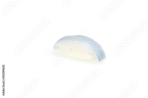 Ika, Nigiri, Sushi, auf weißem Hintergrund, Foodfotografie
