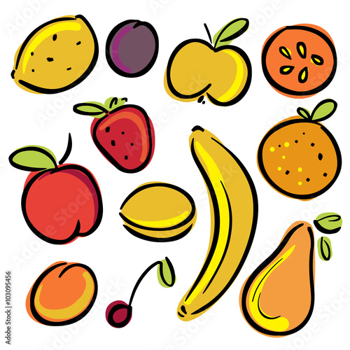 Set icons fruits