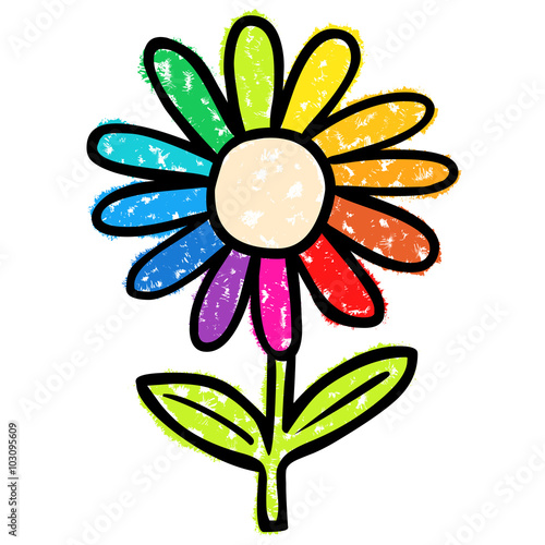Bunte Blume / Kreidezeichnung, Vektor, freigestellt