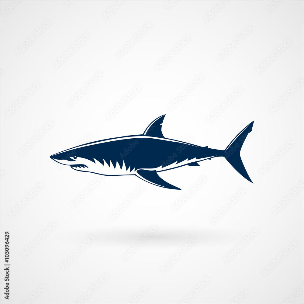 Fototapeta premium Great white shark logo sign emblem vector illustration