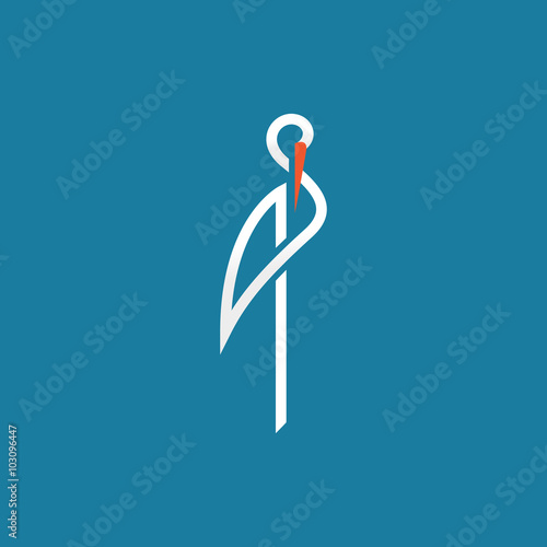stork sign on blue background vector illustration