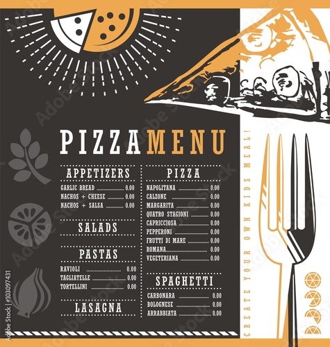 Pizzeria menu graphic design idea