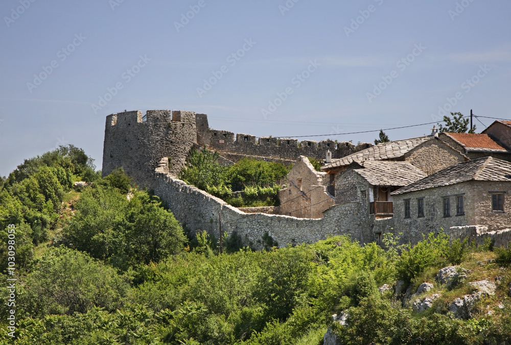  Old ruined  fortress in Pocitelj. Bosnia and Herzegovina 