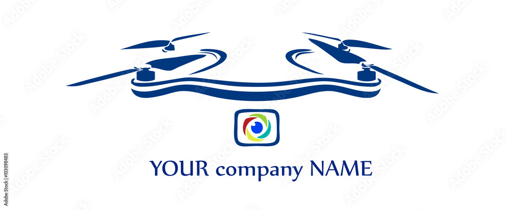 drone multi rotor logo - obrazy, fototapety, plakaty 