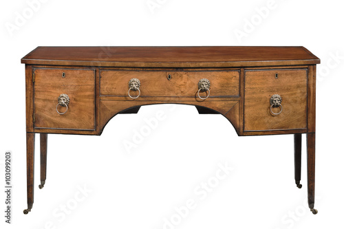 Canvastavla Sideboard cupboard bow fronted mahogany antique with lion handle