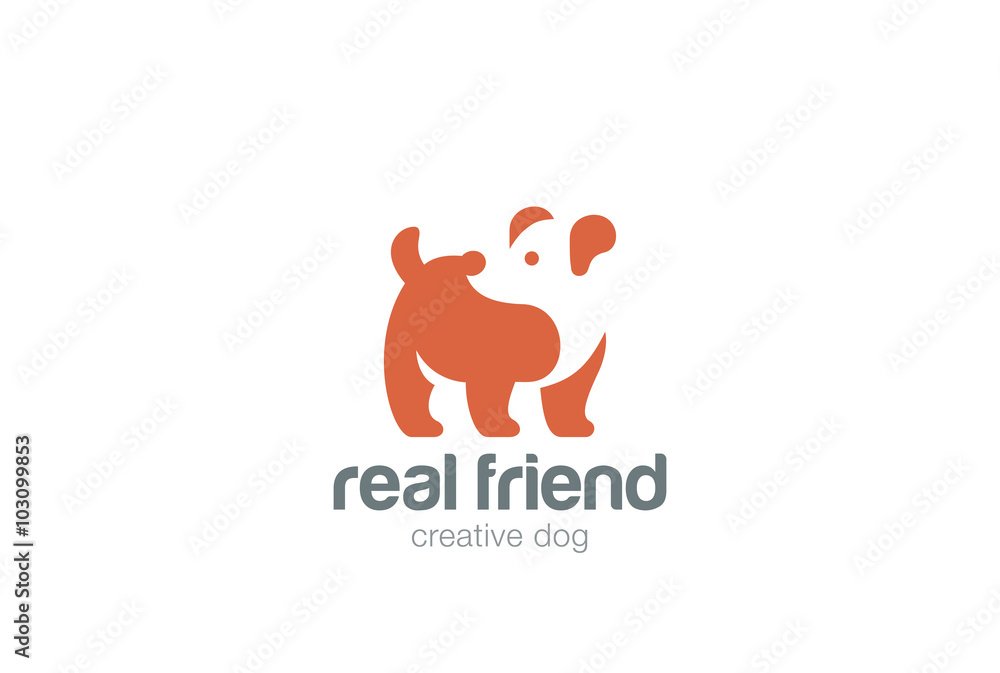 Dog Logo design Negative space. Home pets veterinary Logotype Dog Logo design Negative space. Home pets veterinary Logotype