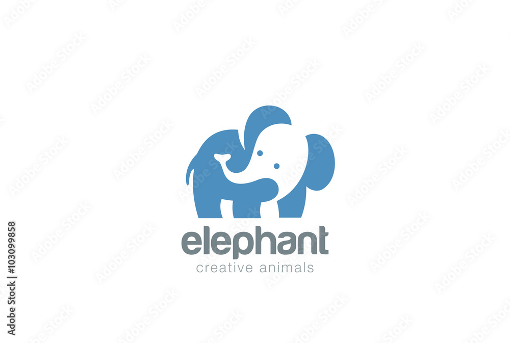 Obraz premium Elephant Logo abstract Negative space. Wild animal zoo Logotype