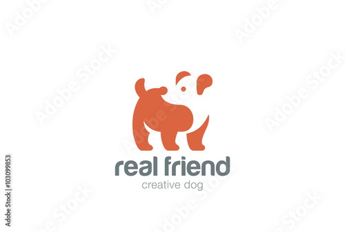 Dog Logo design Negative space. Home pets veterinary Logotype
