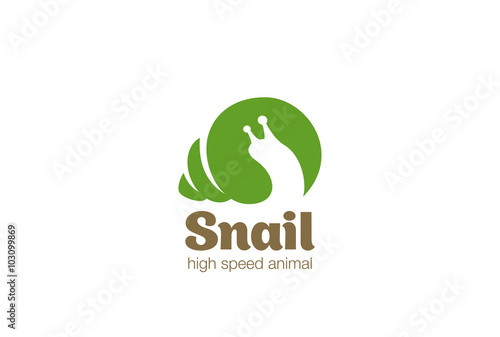 Snail Logo design vector Negative space Wild animal zoo Logotype