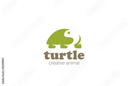 Turtle Logo design vector Negative space style Zoo Logotype icon