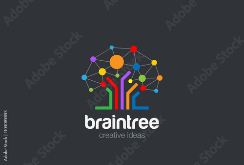 Brain Creative Ideas Logo Social Network Tree Brainstorming icon